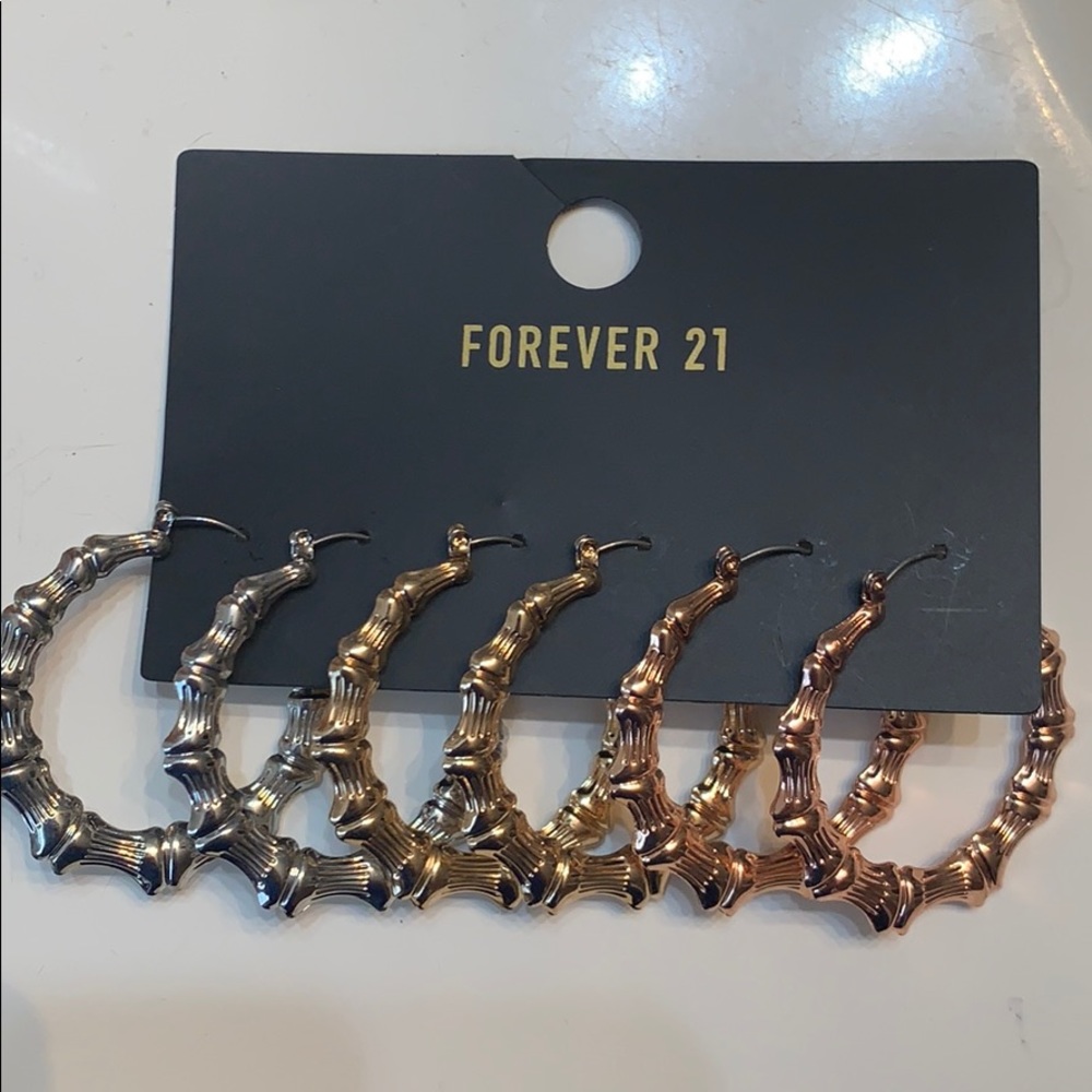 Forever 21 small bamboo earrings three colors